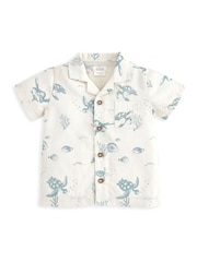 Mamas & Papas White Turtle Under The Sea Print Shirt & Shorts Set - Imagen 3 de 4