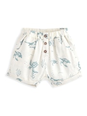 Mamas & Papas White Turtle Under The Sea Print Shirt & Shorts Set - Imagen 4 de 4
