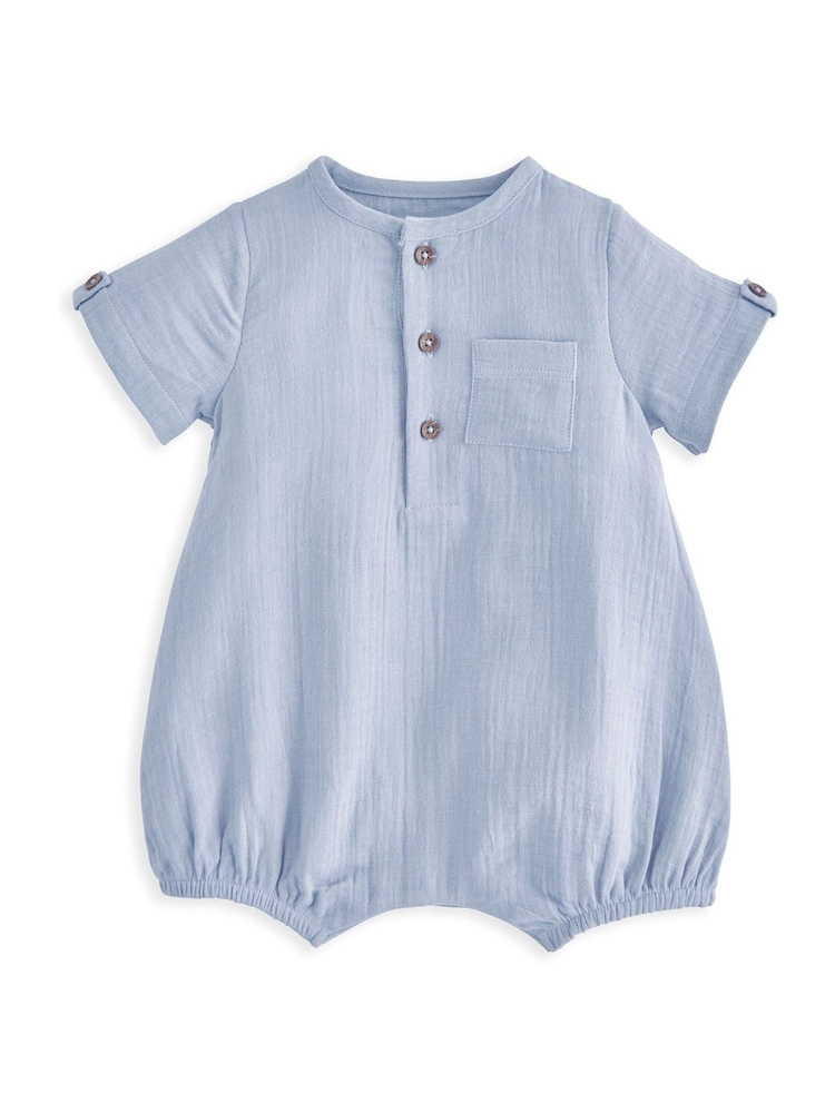 100% Cotton Patch Pocket Romper & Bucket Hat Set - Image 2 of 3