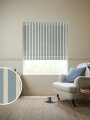 Emily Bond Fowey Blue Parasol Stripe Made to Measure Roman Blind - Image 1 of 6