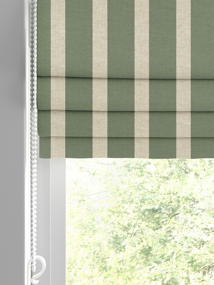 Emily Bond Fern Green Parasol Stripe Made to Measure Roman Blind - Image 2 of 5