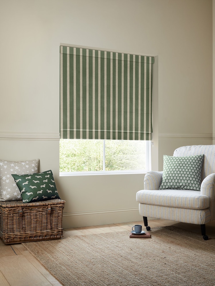 Emily Bond Fern Green Parasol Stripe Made to Measure Roman Blind - Image 5 of 5