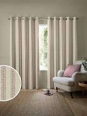 Emily Bond Pink/Blue Block Printed Stripe Made to Measure Curtains - Image 1 of 9