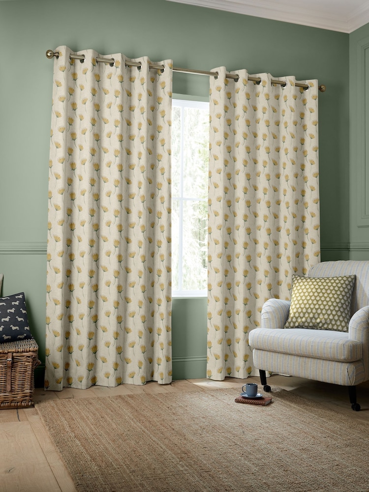 Emily Bond Yellow Cornflower Made to Measure Curtains - Image 2 of 9
