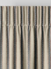 Emily Bond Blue Block Printed Stripe Made to Measure Curtains - Image 7 of 8