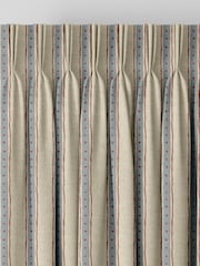 Emily Bond Blue Block Printed Stripe Made to Measure Curtains - Image 8 of 8