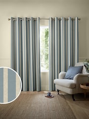 Emily Bond Fowey Blue Parasol Stripe Made to Measure Curtains - Image 1 of 9