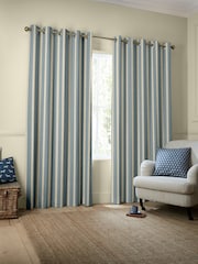 Emily Bond Fowey Blue Parasol Stripe Made to Measure Curtains - Image 2 of 9