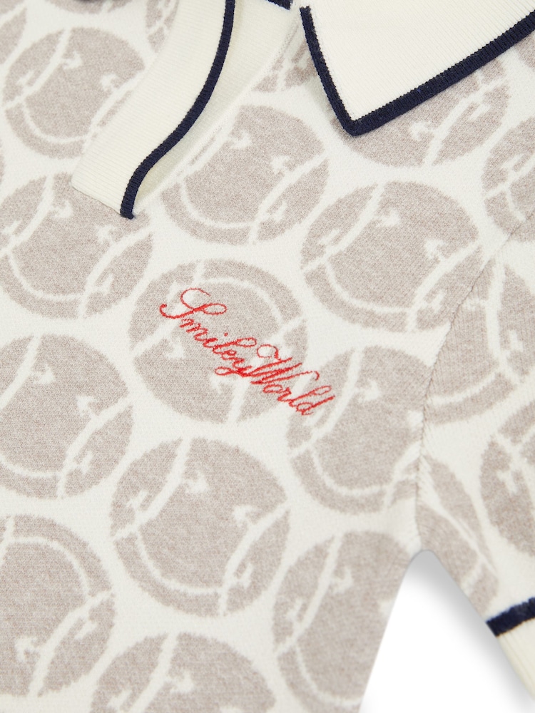 Reiss Off White 13-14 yrs SmileyWorld | Reiss Knitted Polo Dress - Image 5 of 5