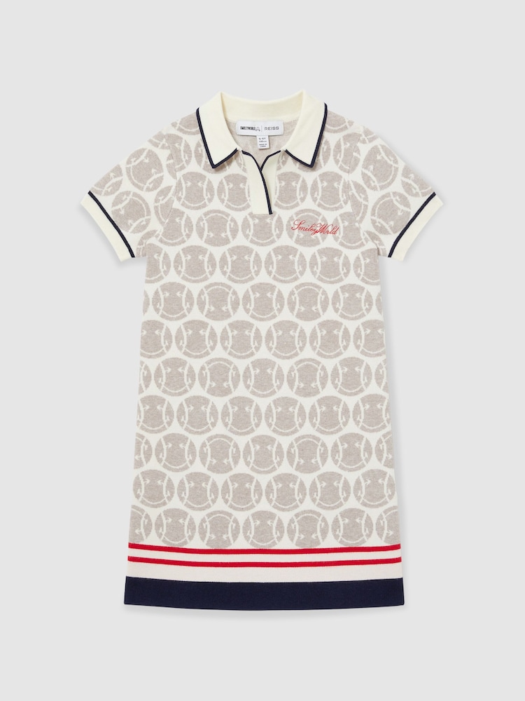 Reiss Off White 9-13 yrs SmileyWorld | Reiss Knitted Polo Dress - Image 2 of 5