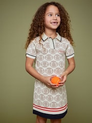 Reiss Off White 9-13 yrs SmileyWorld | Reiss Knitted Polo Dress - Image 3 of 5