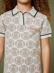 Reiss Off White 9-13 yrs SmileyWorld | Reiss Knitted Polo Dress - Image 4 of 5