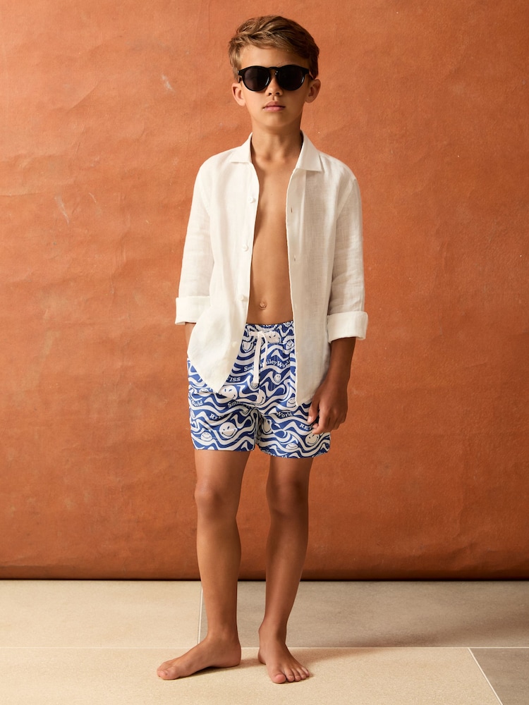 Reiss Bright Blue Dive 3-9 yrs SmileyWorld | Reiss Wave Swim Shorts - Image 1 of 4