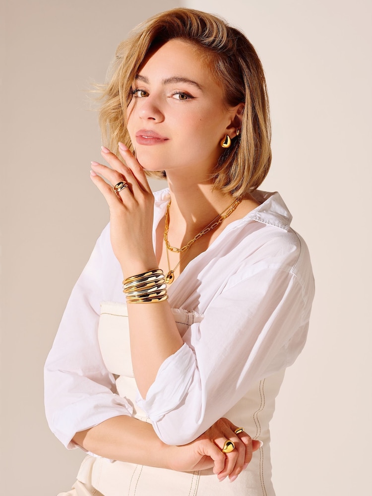 Thomas Sabo Silver Tone Timeless Shapes Curved Bangle - Image 2 of 3 Thomas Sabo Silver Tone Timeless Shapes Curved Bangle - Image 2 of 3
