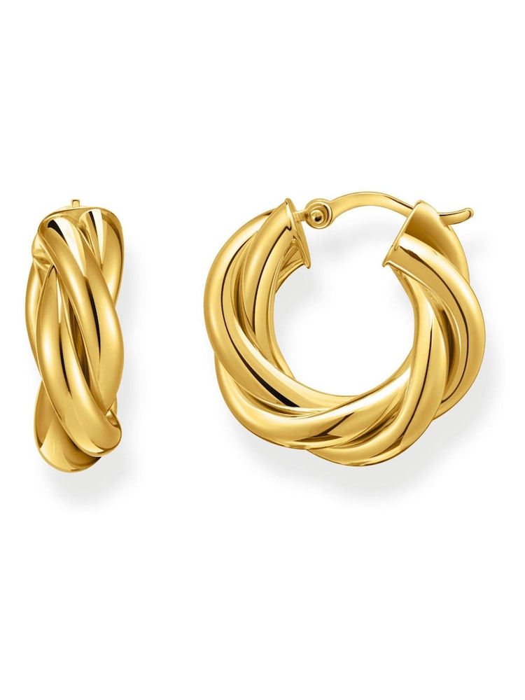 Thomas Sabo Gold Tone Twisted Hoop Earrings - Image 1 of 3