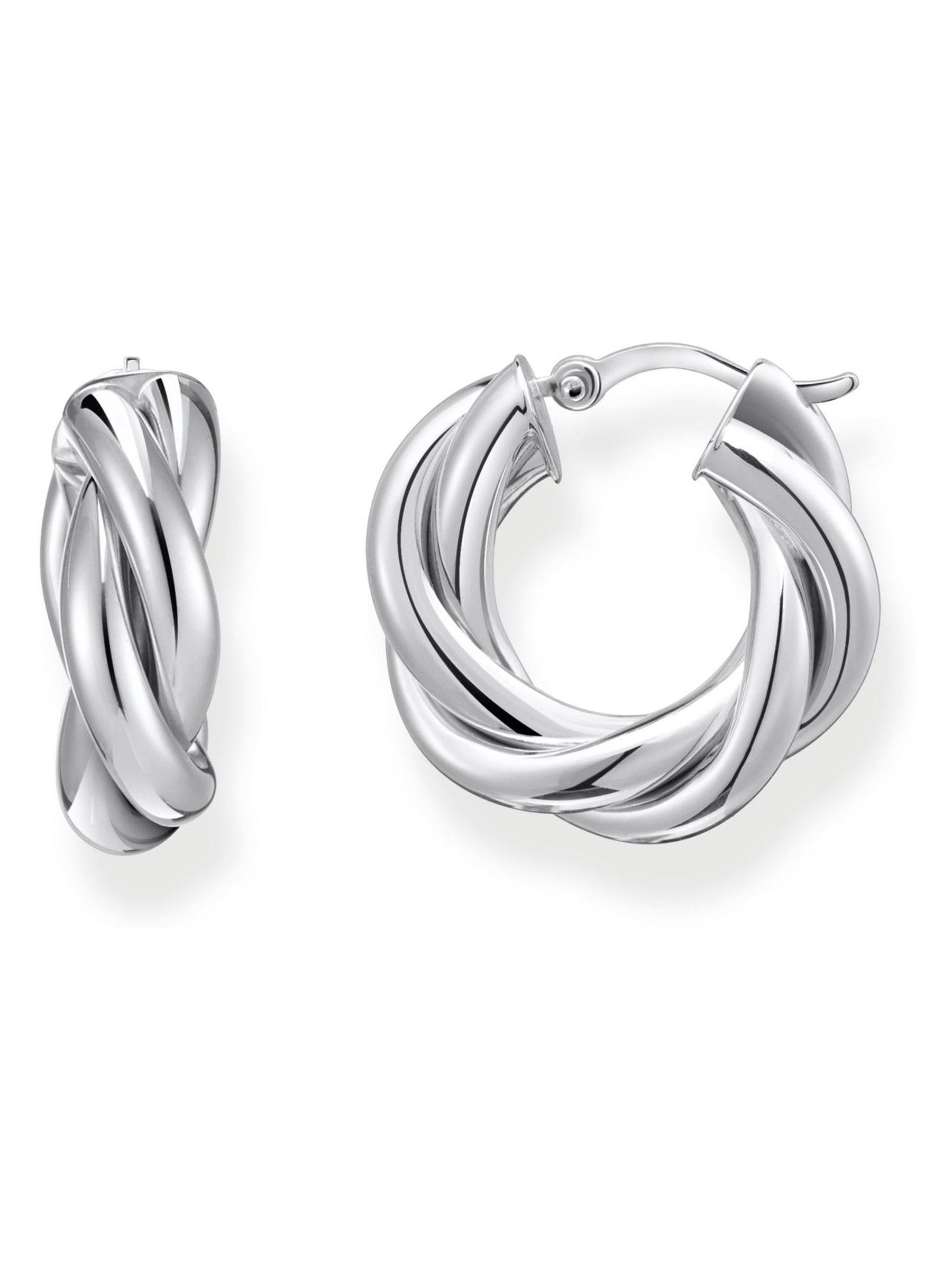Thomas Sabo Silver Tone Twisted Creoles Earrings