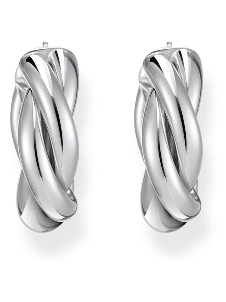 Thomas Sabo Silver Tone Twisted Creoles Earrings - Image 2 of 3 Thomas Sabo Silver Tone Twisted Creoles Earrings - Image 2 of 3