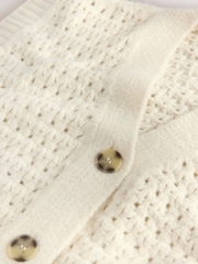 Ecru Chunky Open Knit Button Through Tank - Image 7 of 8