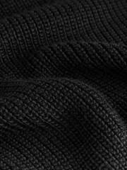 أسود - Roll Neck Ribbed Knitted Poncho - صورة 7 من 8