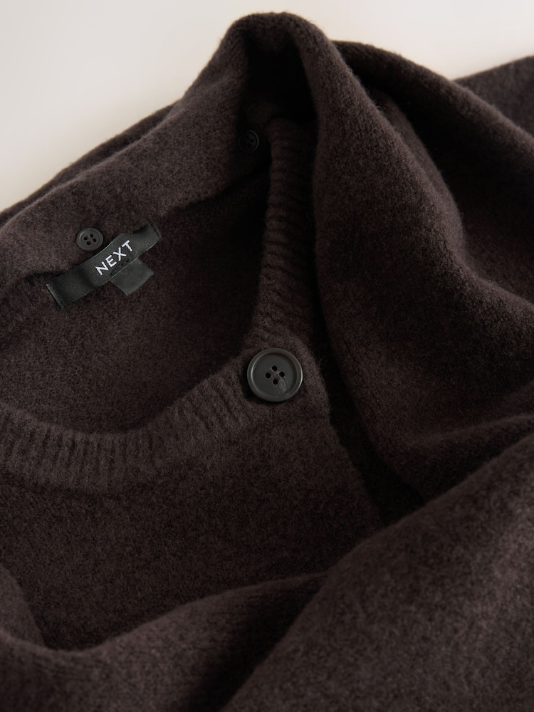 Chocolate Brown Scarf Detail Cardigan Cover-Up - Image 8 of 8 Chocolate Brown Scarf Detail Cardigan Cover-Up - Image 8 of 8