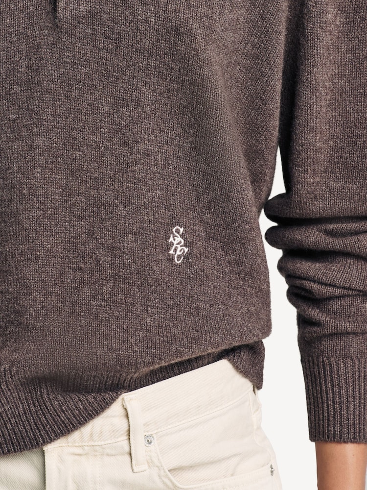 Sporty & Rich Brown Cashmere Polo Jumper - Image 6 of 6