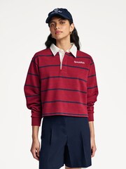 Sporty & Rich Red Serif Logo Rugby Polo Shirt - Image 2 of 5