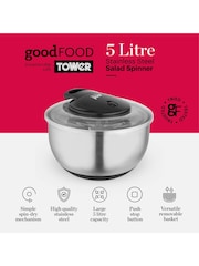 Good Food Silver Salad Spinner with Removable Basket - Image 2 of 10