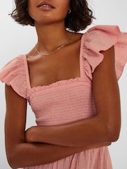 Accessorize Pink Colourblock Tiered 100% Cotton Maxi Dress - Image 2 of 4