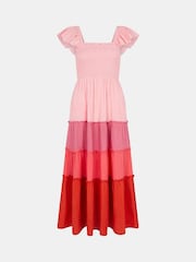 Accessorize Pink Colourblock Tiered 100% Cotton Maxi Dress - Image 4 of 4