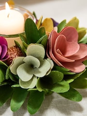 Dibor Green Secret Garden Floral Triple Candle Holder - Image 3 of 5