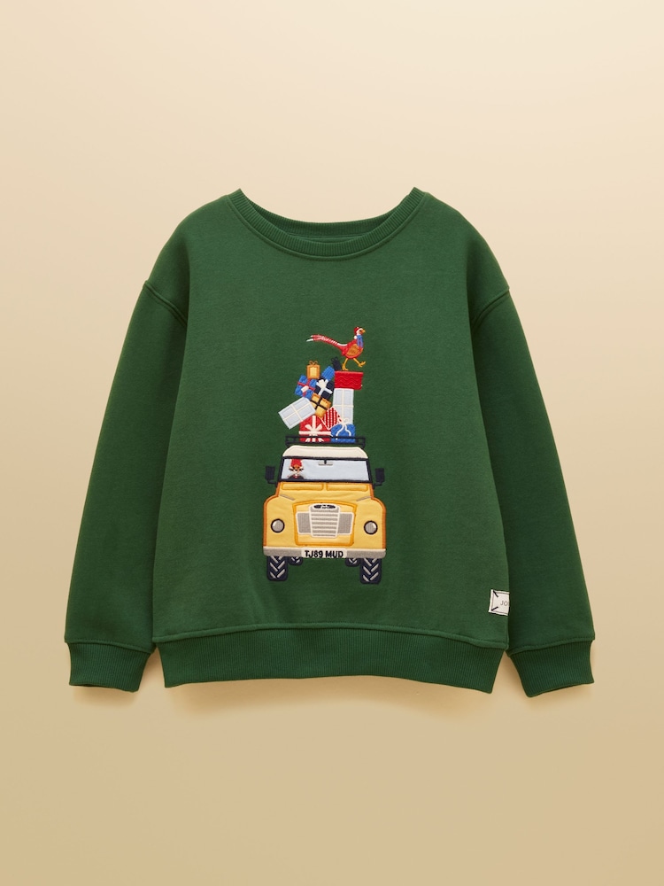 Joules Boys' Artwork Dark Green Applique Sweatshirt - Image 1 of 5 Joules Boys' Artwork Dark Green Applique Sweatshirt - Image 1 of 5