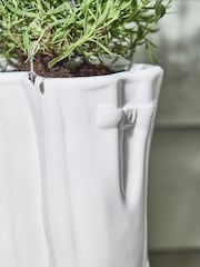 Dibor White Calstock Double Wellington Small Planter - Image 2 of 5