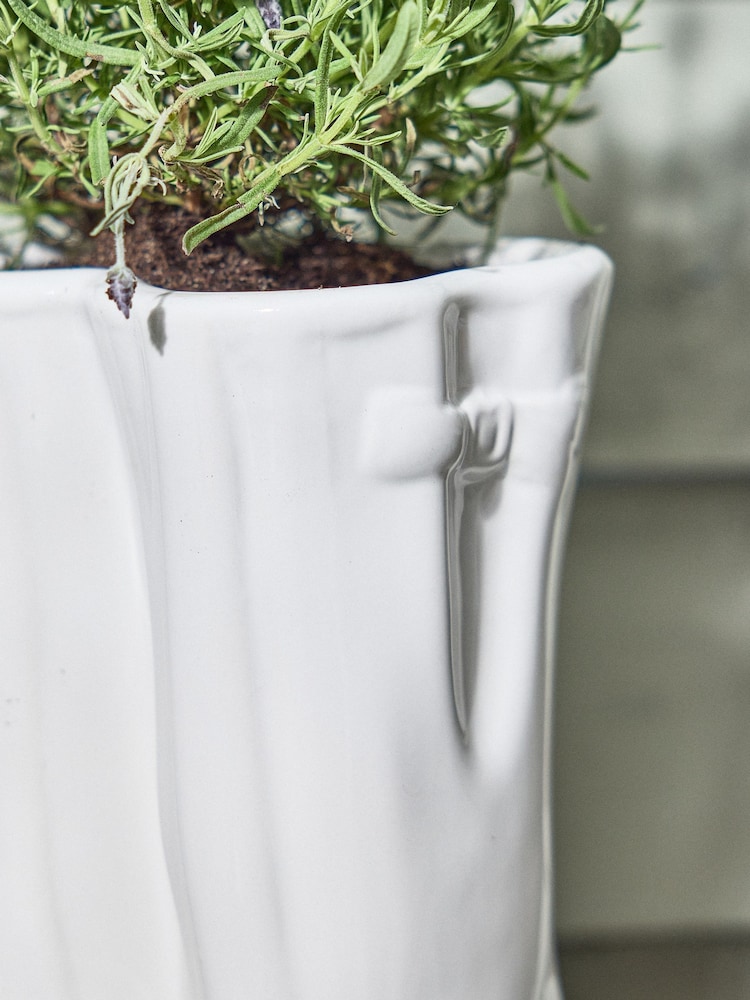 Dibor White Calstock Double Wellington Small Planter - Image 2 of 5