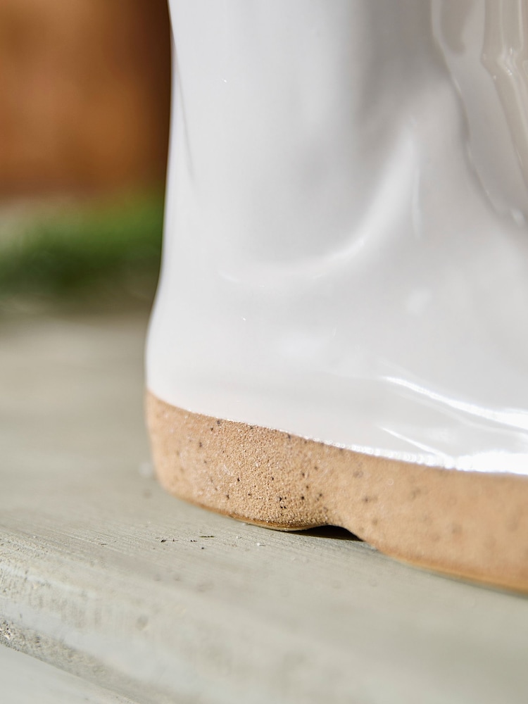 Dibor White Large Wellington Boots Planter - Image 4 of 4 Dibor White Large Wellington Boots Planter - Image 4 of 4
