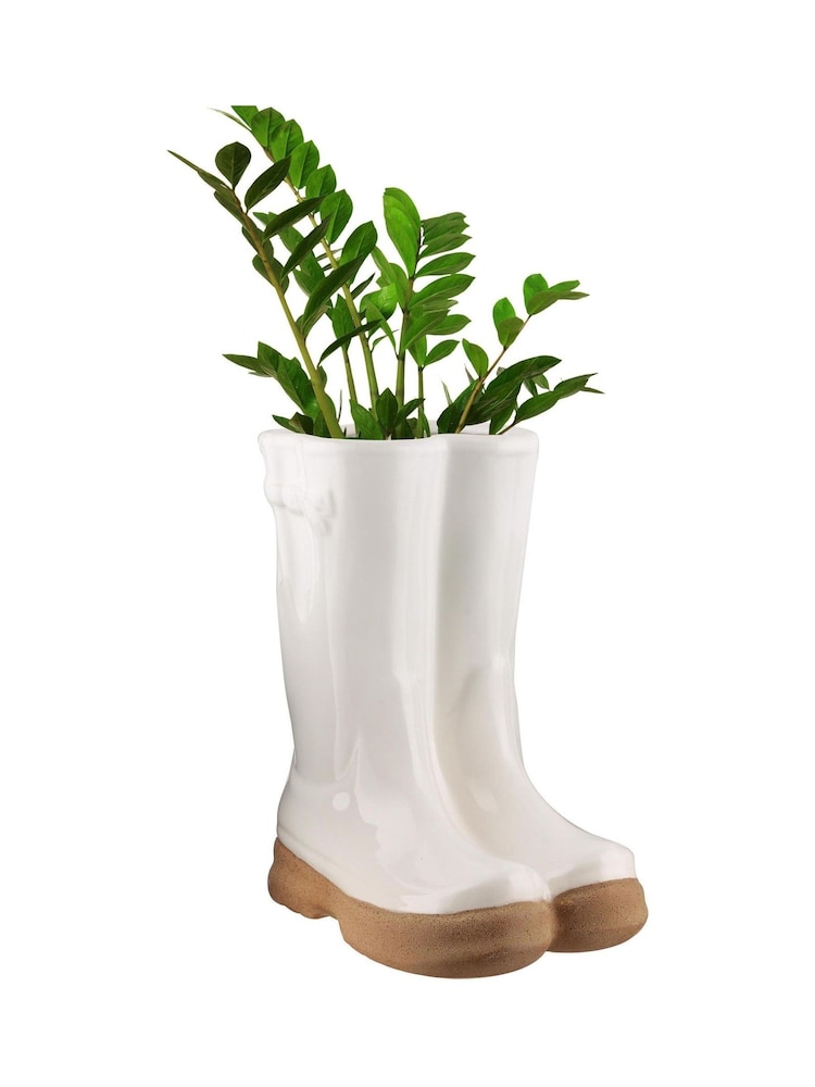 Dibor White Large Wellington Boots Planter - Image 5 of 5
