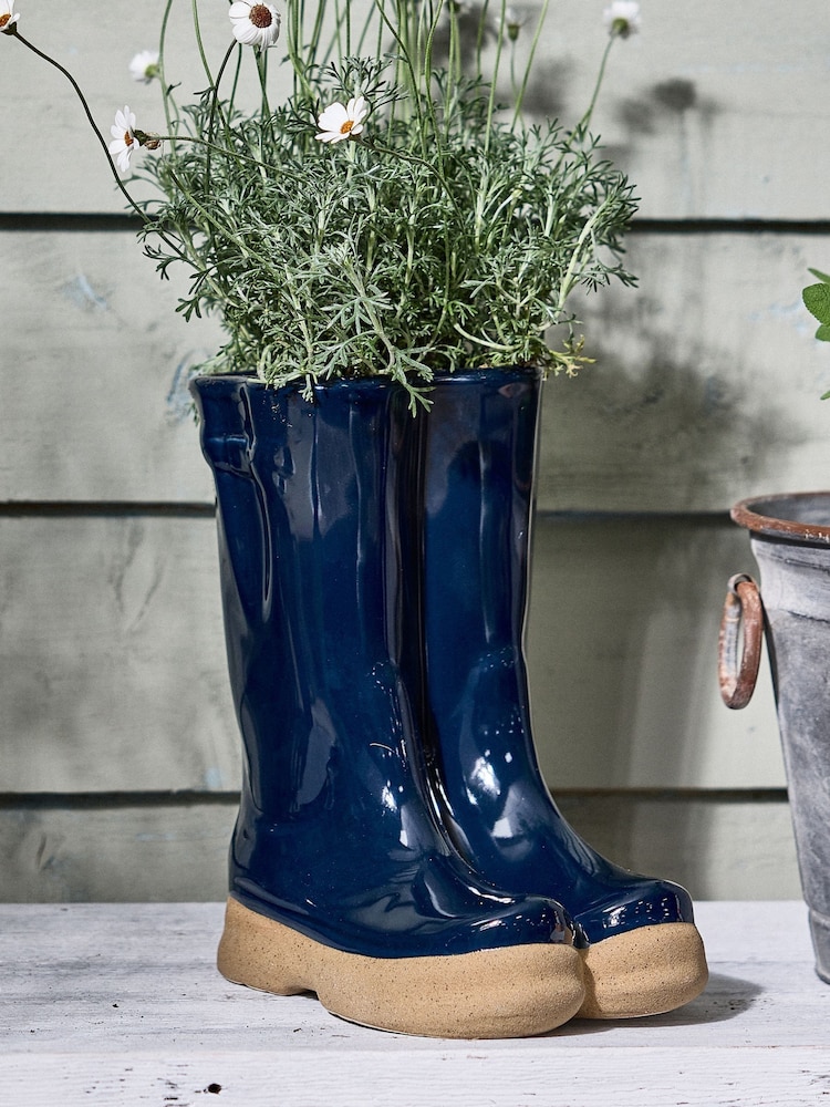 Dibor Blue Large Wellington Boots Planter - Image 1 of 4
