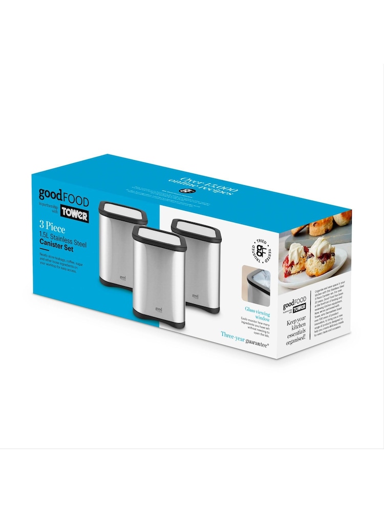 Good Food Set of 3 Silver Storage Canisters - Image 10 of 10