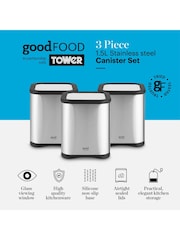Good Food Set of 3 Silver Storage Canisters - Image 2 of 10