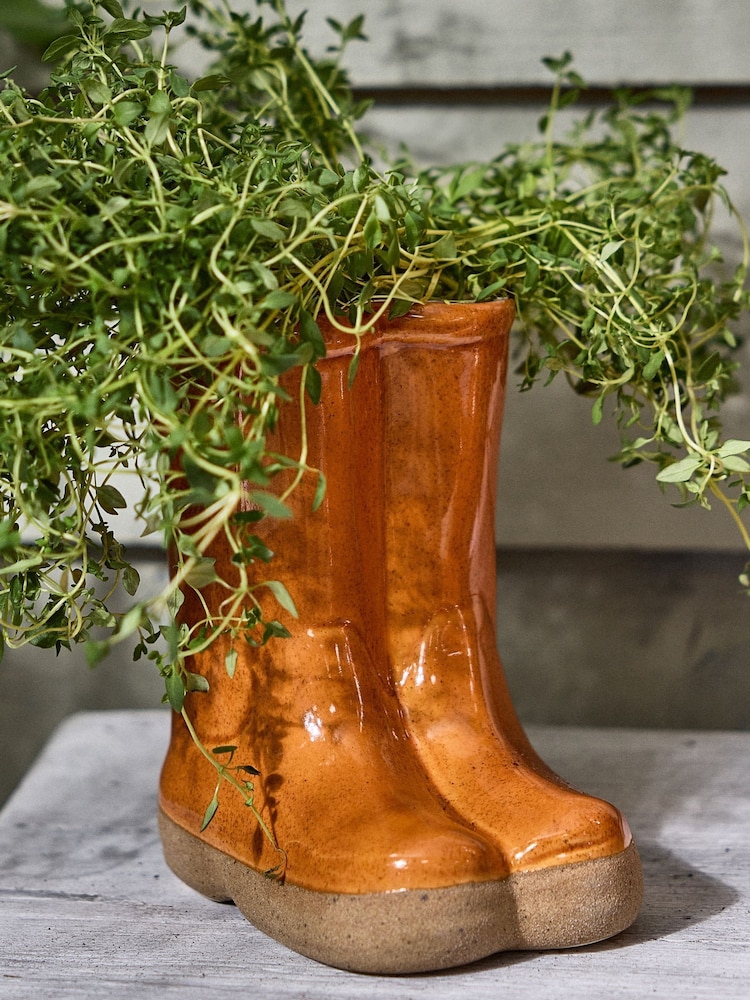 Dibor Orange Calstock Double Wellington Small Planter - Image 1 of 4 Dibor Orange Calstock Double Wellington Small Planter - Image 1 of 4