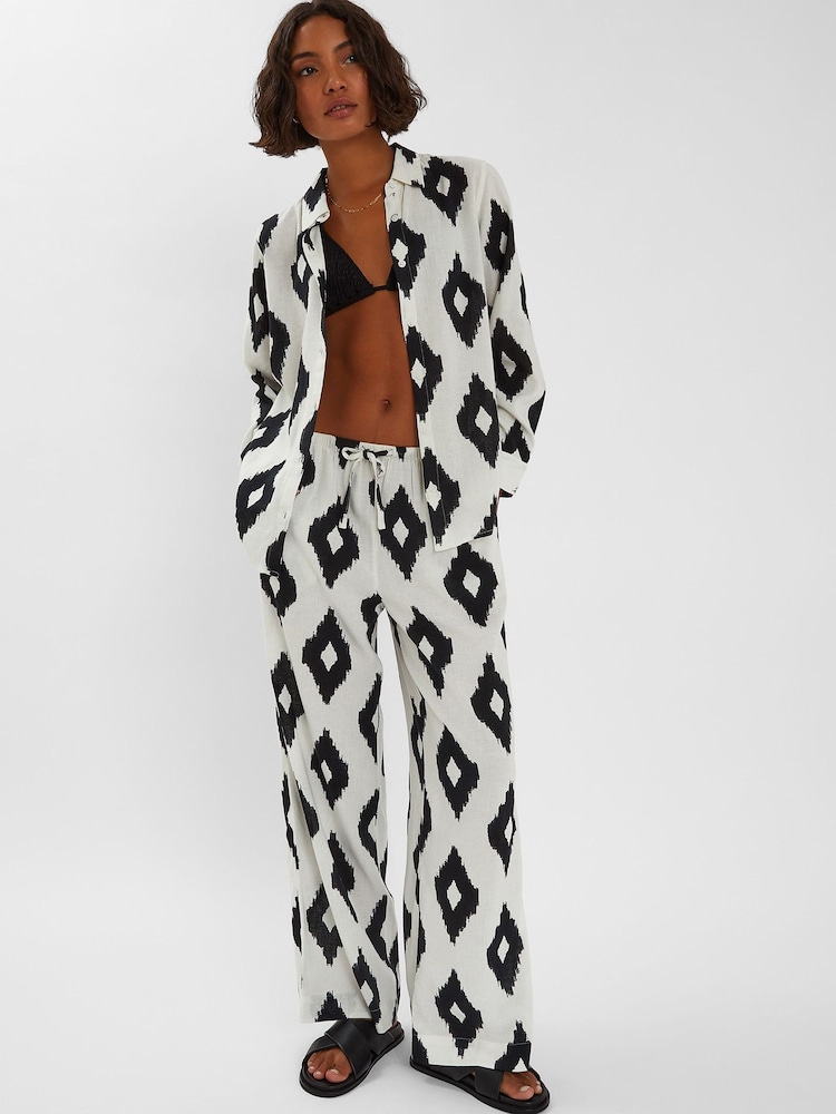 Accessorize Black Abstract Diamond Print Shirt - Image 2 of 4 Accessorize Black Abstract Diamond Print Shirt - Image 2 of 4