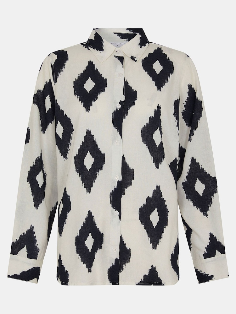 Accessorize Black Abstract Diamond Print Shirt - Image 4 of 4
