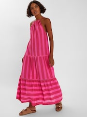 Accessorize Pink Jacquard 100% Cotton Maxi Dress - Image 1 of 4