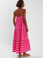 Accessorize Pink Jacquard 100% Cotton Maxi Dress - Image 2 of 4