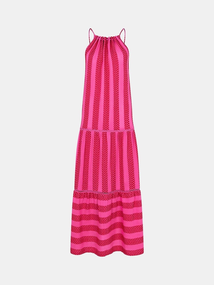 Accessorize Pink Jacquard 100% Cotton Maxi Dress - Image 4 of 4