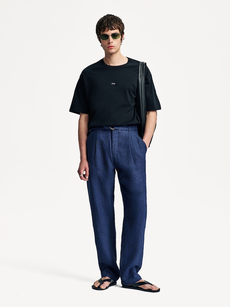 Oliver Spencer Blue Belted Dubrow Suit Trousers - Image 1 of 6