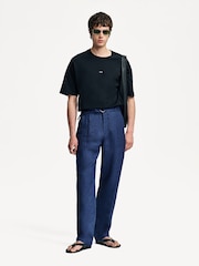 Oliver Spencer Blue Belted Dubrow Suit Trousers - Image 3 of 6
