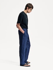 Oliver Spencer Blue Belted Dubrow Suit Trousers - Image 4 of 6