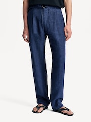 Oliver Spencer Blue Belted Dubrow Suit Trousers - Image 5 of 6