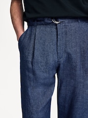 Oliver Spencer Blue Belted Dubrow Suit Trousers - Image 6 of 6