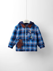 JoJo Maman Bébé Gruffalo Cobalt Blue Check Borg Hooded Shacket - Image 1 of 5